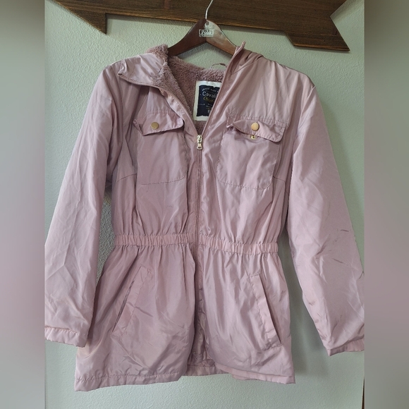 Cavalini Womens Light Mauve Jacket Full Zip Hood Pockets  Size Petite Large - Picture 1 of 6